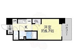プレサンス塚本ミッドマーク 1Kの間取図画像