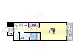 レジデンス塚本VICUS 1Kの間取図画像
