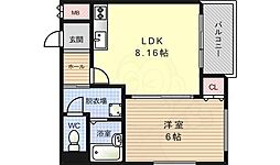 AuroraCourt北野 1LDKの間取図画像
