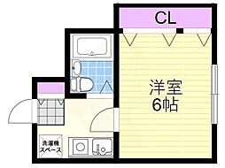 エスリード塚本 1Kの間取図画像