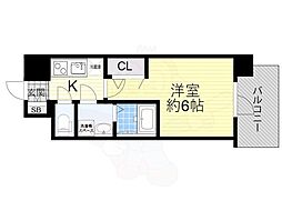 エスリードレジデンスオオサカウエスト 1Kの間取図画像