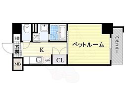 WillDo塚本 1Kの間取図画像