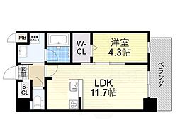 ブループラス針中野 1LDKの間取図画像