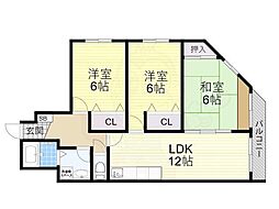 コンフォール長吉 3LDKの間取図画像