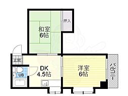 リアライズ平野西 2DKの間取図画像