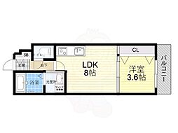 GARDENIA東住吉 1LDKの間取図画像