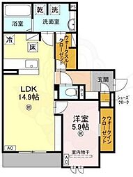 スペチアーレ平野西 1LDKの間取図画像