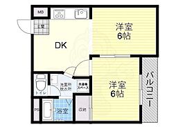 オリエンタル加美 2DKの間取図画像