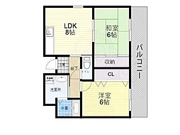 プラソーレ 2LDKの間取図画像
