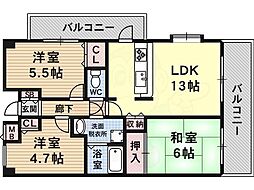 藤和ハイタウン平野駅前 3LDKの間取図画像