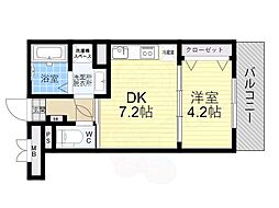 大阪市東住吉区住道矢田5丁目マンション 1DKの間取図画像