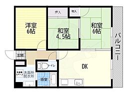 コーラルハイツ平野 2SLDKの間取図画像