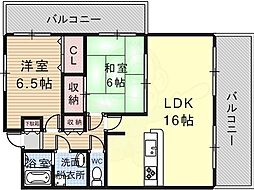 レジオン・ジュネッセ 2LDKの間取図画像