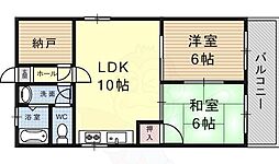 プレステル桑津 2DKの間取図画像