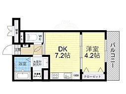 大阪市東住吉区住道矢田5丁目マンション 1DKの間取図画像
