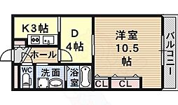 プランドール・ミノル 1DKの間取図画像