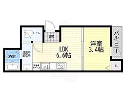 大阪市平野区喜連1丁目アパート 1DKの間取図画像