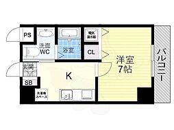 ラ・フォーレ喜連瓜破 1Kの間取図画像