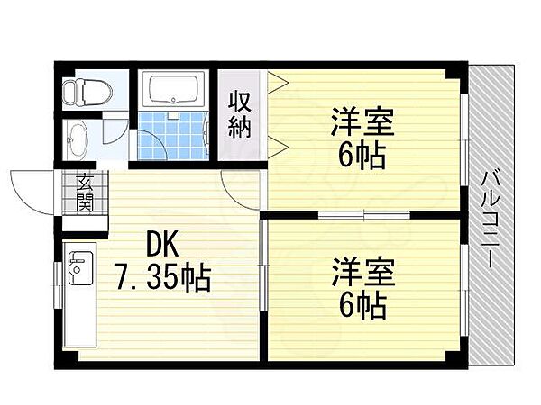 大阪府高槻市栄町３丁目(賃貸マンション2DK・2階・40.50㎡)の写真 その2