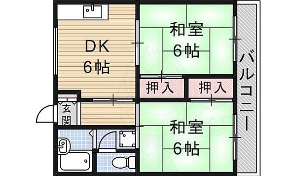 大阪府茨木市大住町(賃貸マンション2DK・3階・44.20㎡)の写真 その2