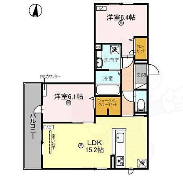 大阪府茨木市水尾１丁目(賃貸アパート2LDK・2階・63.87㎡)の写真 その2