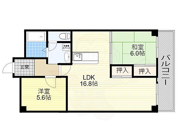 大阪府箕面市粟生間谷西２丁目(賃貸マンション2LDK・1階・62.34㎡)の写真 その2