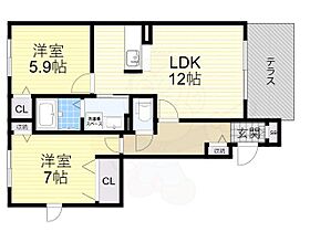 大阪府箕面市粟生間谷東５丁目（賃貸アパート2LDK・1階・59.71㎡） その2