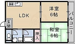 摂津第7マンション 2LDKの間取図画像
