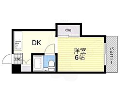 茨木フラワーハイツ第3フラワーハイツ 1DKの間取図画像