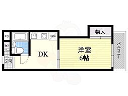 鳥飼ヒューマンハイツ 1DKの間取図画像
