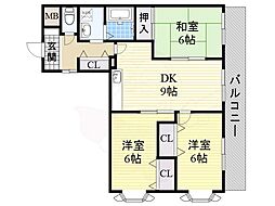 Am'scourt 3DKの間取図画像