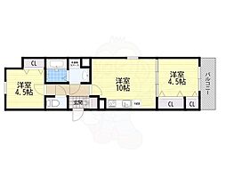 茨木市豊川4丁目アパート 2LDKの間取図画像