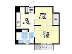 茨木グランドハイツ 2DKの間取図画像