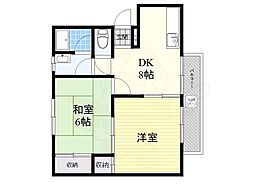 三島ハイツ 2LDKの間取図画像