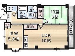 アメニティブワ 2LDKの間取図画像