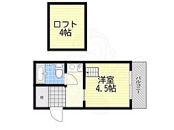 プリシア千里丘 1Kの間取図画像