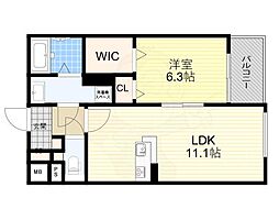 ロアールF2 1LDKの間取図画像