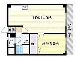 大神ハイツ 1LDKの間取図画像