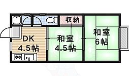 上泉ハイツ 2DKの間取図画像