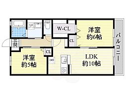 グレイスコート東太田A 2LDKの間取図画像