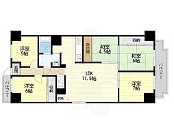 朝日プラザ千里北C棟 5LDKの間取図画像