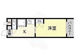 ヴィラ・サンク 1Kの間取図画像