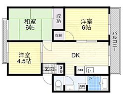フローラルハイツさわらぎ 3DKの間取図画像