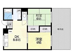 レジデンス吉川4棟 2DKの間取図画像