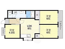 新芦屋ハイタウン 3LDKの間取図画像