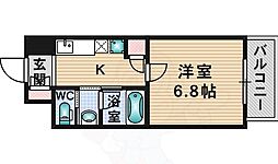 エスト茨木 1Kの間取図画像