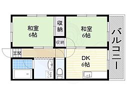 ウェリッジマンション 2DKの間取図画像
