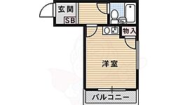 つばさハイツ 1Kの間取図画像