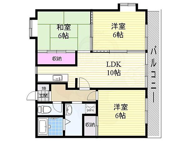 大阪府茨木市桑田町(賃貸マンション3LDK・3階・65.73㎡)の写真 その2