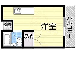 カレッジハウスイースト ワンルームの間取図画像
